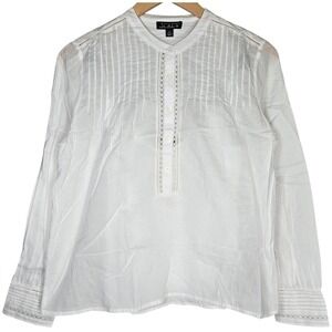 J.‎ Crew Pintuck lace-trim top in cotton voile White CI559 XS NWT Cotton Blouse